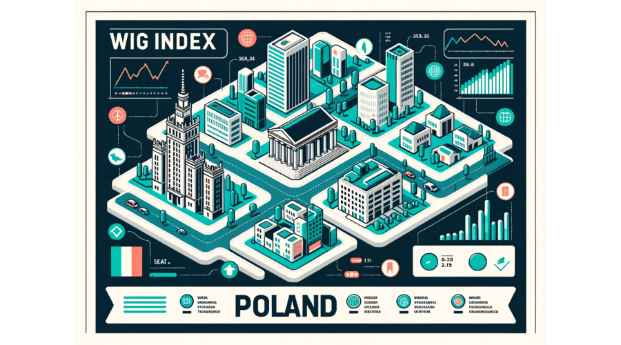 DALL·E 2023 10 16 22.53.46 Vector illustration of a simplified and stylized map of the WIG INDEX Poland stock exchange area. Key buildings are represented with icons and there min - A Comprehensive Guide To The WIG Index: History & Comparison - seat11a -%sitename%