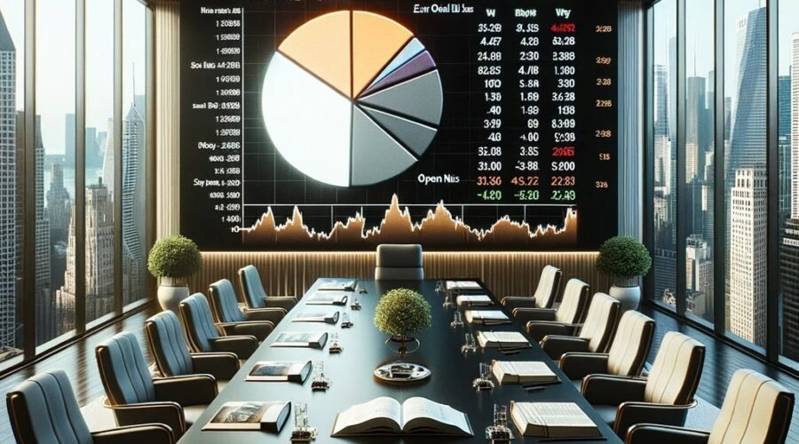 DALL·E 2023 10 16 15.10.59 Photo of a sophisticated conference room with a large projector screen displaying a pie chart comparing the SP 500 to other global indices. A table i - The S&P 500: A History of Triumphs and Tribulations - A Comprehensive Analysis for Equity Investors -%sitename%